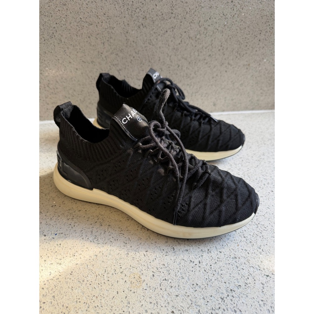 Chanel Sneakers Black Knit Size 40 - Picture 2 of 10